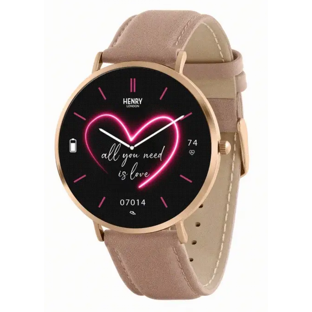 Henry London 智能手錶 HSL003 (玫瑰色和裸色皮革)